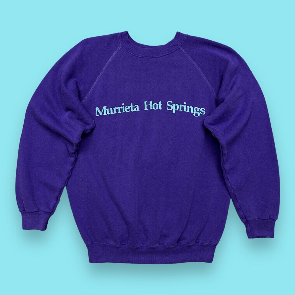 Vintage 80s Sweatshirt Murrieta Hot Springs Crewneck Pullover Raglan